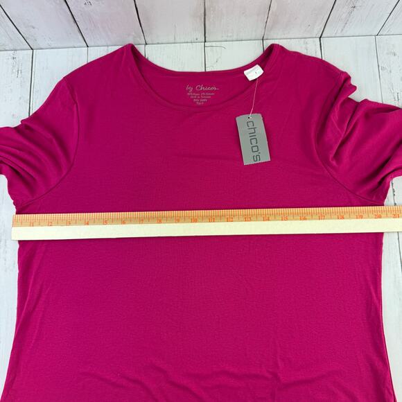 NWT Chico's Wild Fuchsia Pink Neveah Long Sleeve Stretch Top Size 2 / Large 12 - Picture 11 of 13